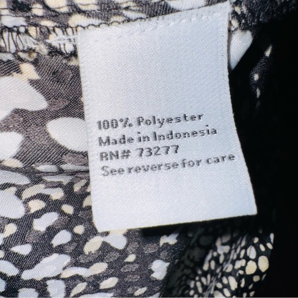 Nine West Black and White Tie Front Blouse with Notched Collar - Picture 6 of 6